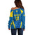 Personalised Sweden Football Off Shoulder Sweater Women World Cup 2023 Blagult Glacial Inspired - Wonder Print Shop