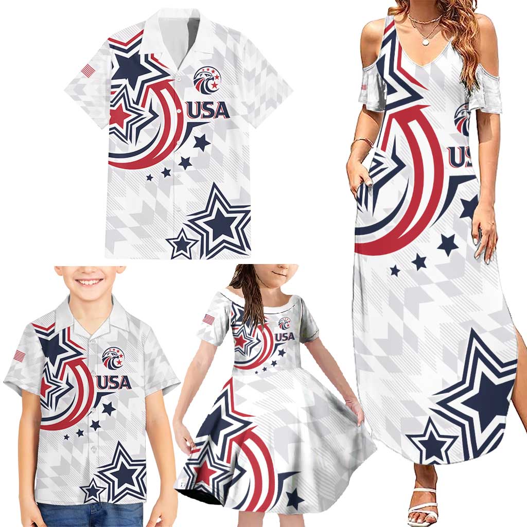 USA Rugby 2024 Custom Family Matching Summer Maxi Dress and Hawaiian Shirt GO Eagles Assemble - Wonder Print Shop