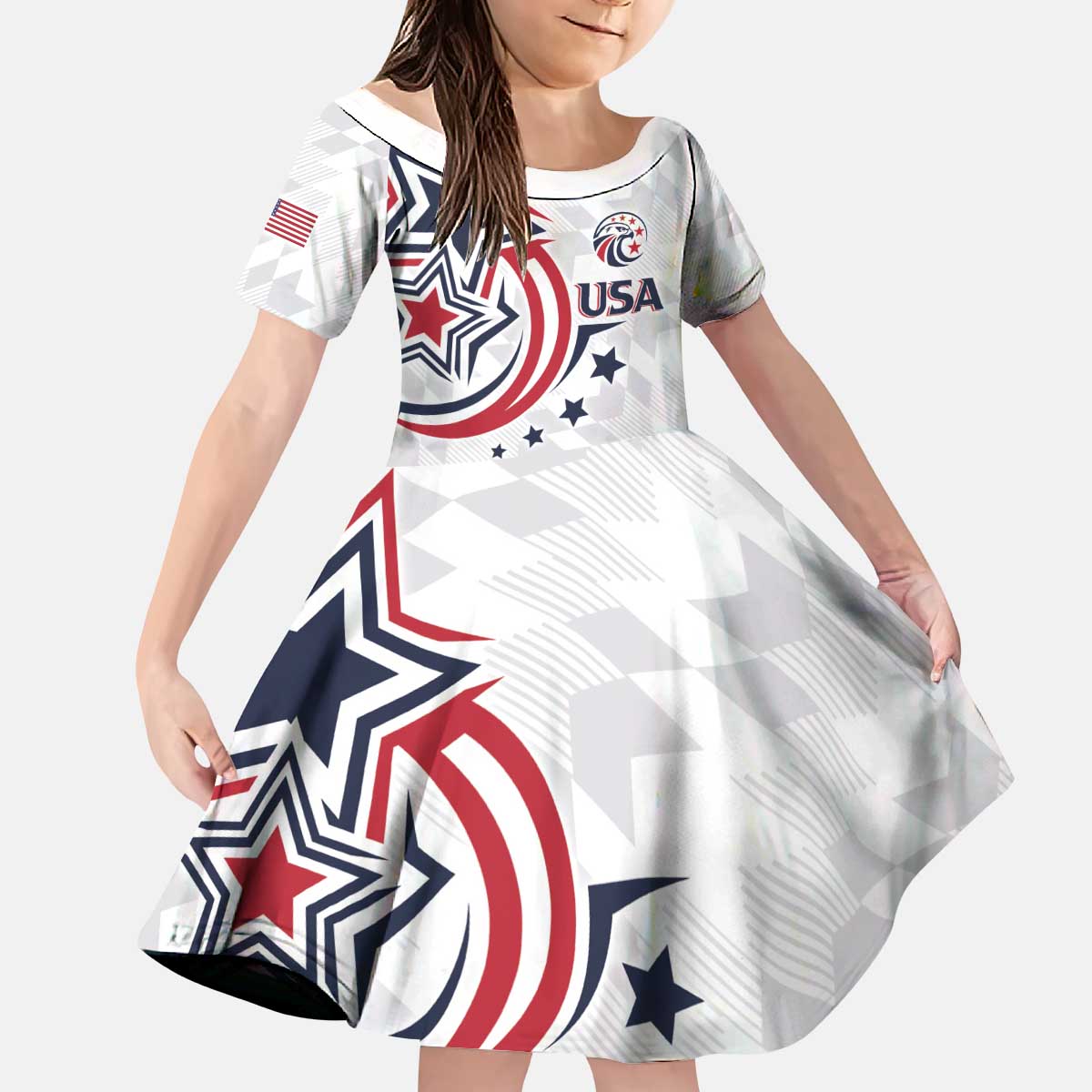 USA Rugby 2024 Custom Kid Short Sleeve Dress GO Eagles Assemble - Wonder Print Shop