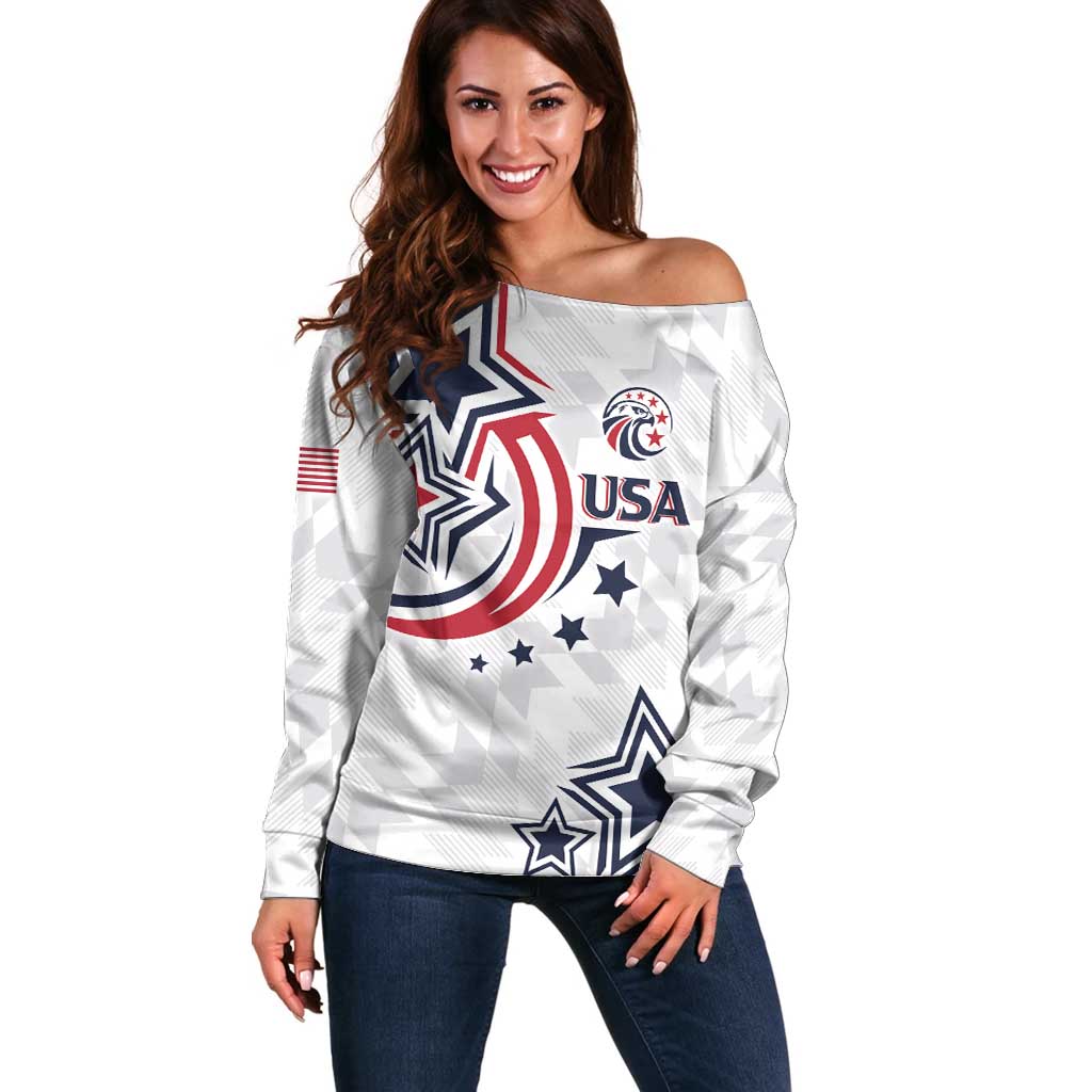 USA Rugby 2024 Custom Off Shoulder Sweater GO Eagles Assemble - Wonder Print Shop