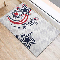 Custom rubber doormat laid diagonally featuring star emblem and "Your Text 07"