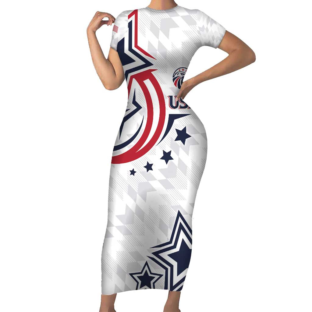 USA Rugby 2024 Custom Short Sleeve Bodycon Dress GO Eagles Assemble