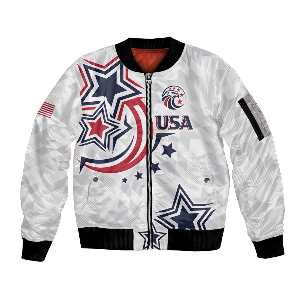 USA Rugby 2024 Custom Sleeve Zip Bomber Jacket GO Eagles Assemble