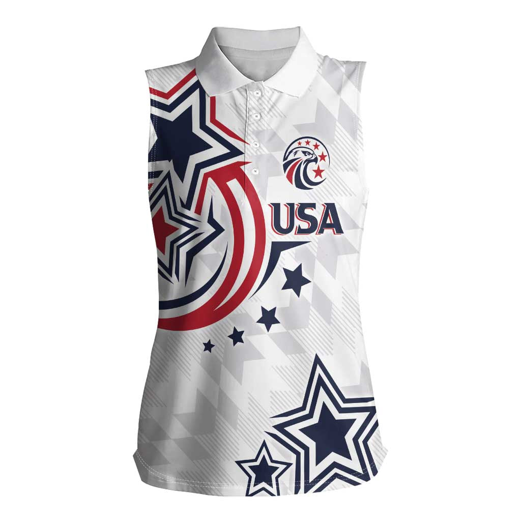 USA Rugby 2024 Custom Women Sleeveless Polo Shirt GO Eagles Assemble