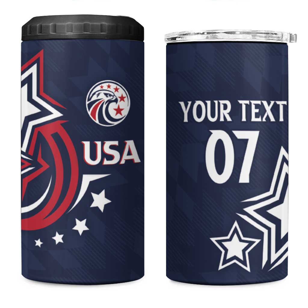 USA Rugby 2024 Custom 4 in 1 Can Cooler Tumbler GO Eagles Assemble - Blue Version LT7 - Wonder Print Shop