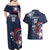 USA Rugby 2024 Custom Couples Matching Off Shoulder Maxi Dress and Hawaiian Shirt GO Eagles Assemble - Blue Version LT7 - Wonder Print Shop