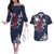 USA Rugby 2024 Custom Couples Matching Off The Shoulder Long Sleeve Dress and Hawaiian Shirt GO Eagles Assemble - Blue Version LT7 - Wonder Print Shop