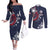 USA Rugby 2024 Custom Couples Matching Off The Shoulder Long Sleeve Dress and Long Sleeve Button Shirt GO Eagles Assemble - Blue Version