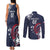 USA Rugby 2024 Custom Couples Matching Tank Maxi Dress and Long Sleeve Button Shirt GO Eagles Assemble - Blue Version LT7 - Wonder Print Shop