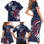 USA Rugby 2024 Custom Family Matching Short Sleeve Bodycon Dress and Hawaiian Shirt GO Eagles Assemble - Blue Version - Wonder Print Shop