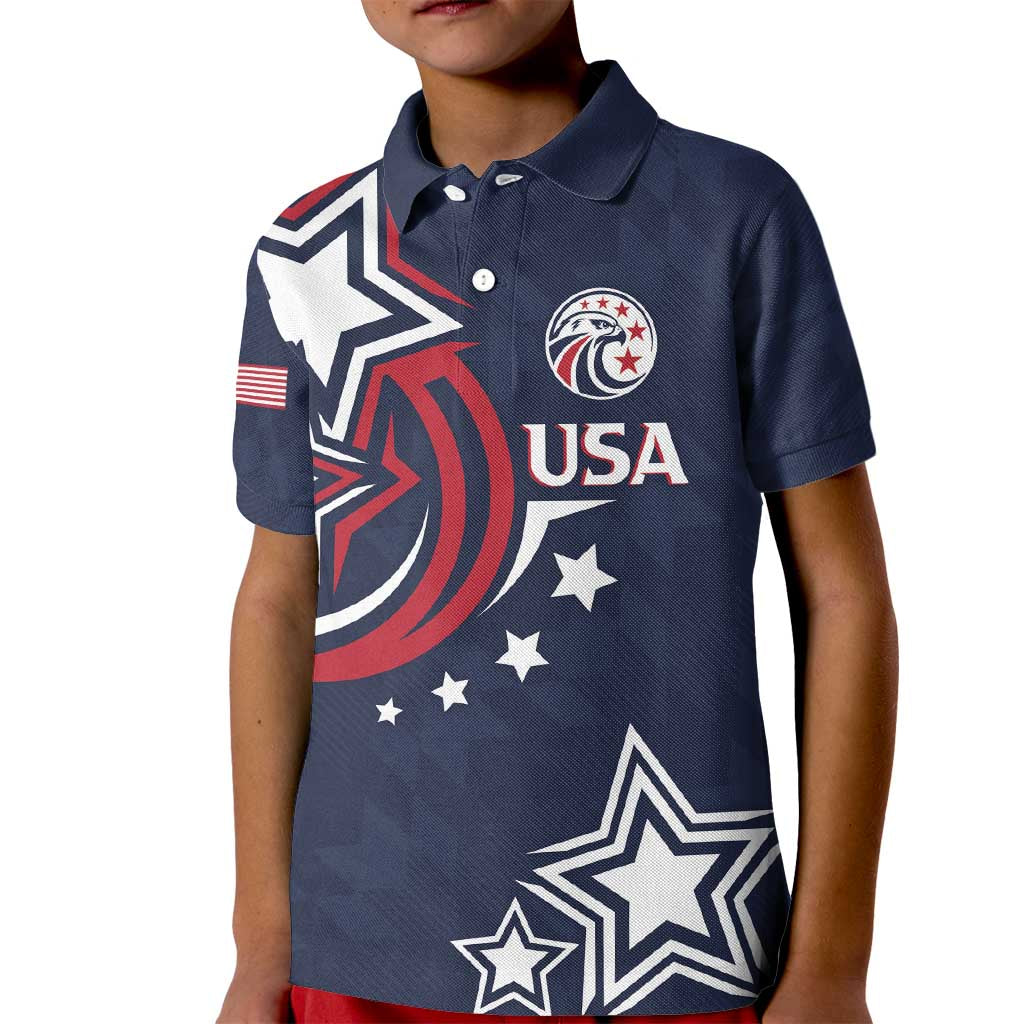 USA Rugby 2024 Custom Kid Polo Shirt GO Eagles Assemble - Blue Version - Wonder Print Shop