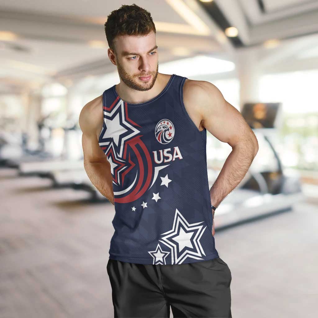 USA Rugby 2024 Custom Men Tank Top GO Eagles Assemble - Blue Version - Wonder Print Shop