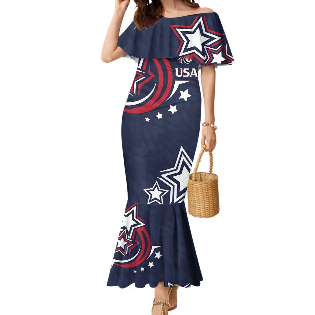 USA Rugby 2024 Custom Mermaid Dress GO Eagles Assemble - Blue Version - Wonder Print Shop