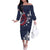 USA Rugby 2024 Custom Off The Shoulder Long Sleeve Dress GO Eagles Assemble - Blue Version - Wonder Print Shop