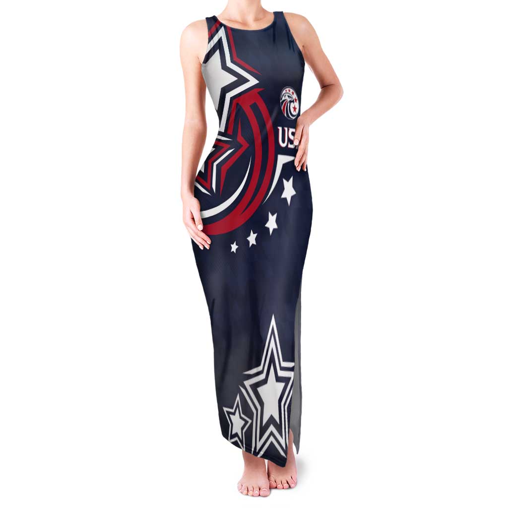 USA Rugby 2024 Custom Tank Maxi Dress GO Eagles Assemble - Blue Version