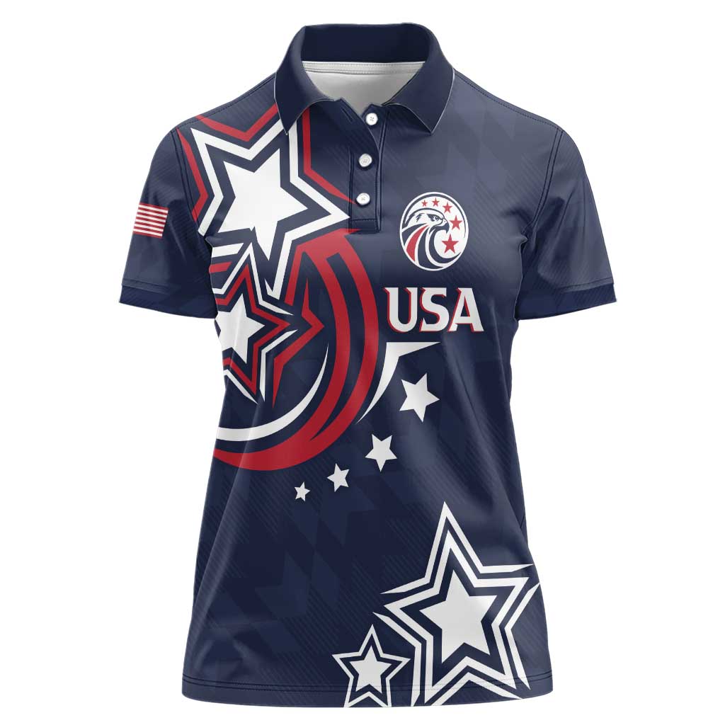 USA Rugby 2024 Custom Women Polo Shirt GO Eagles Assemble - Blue Version