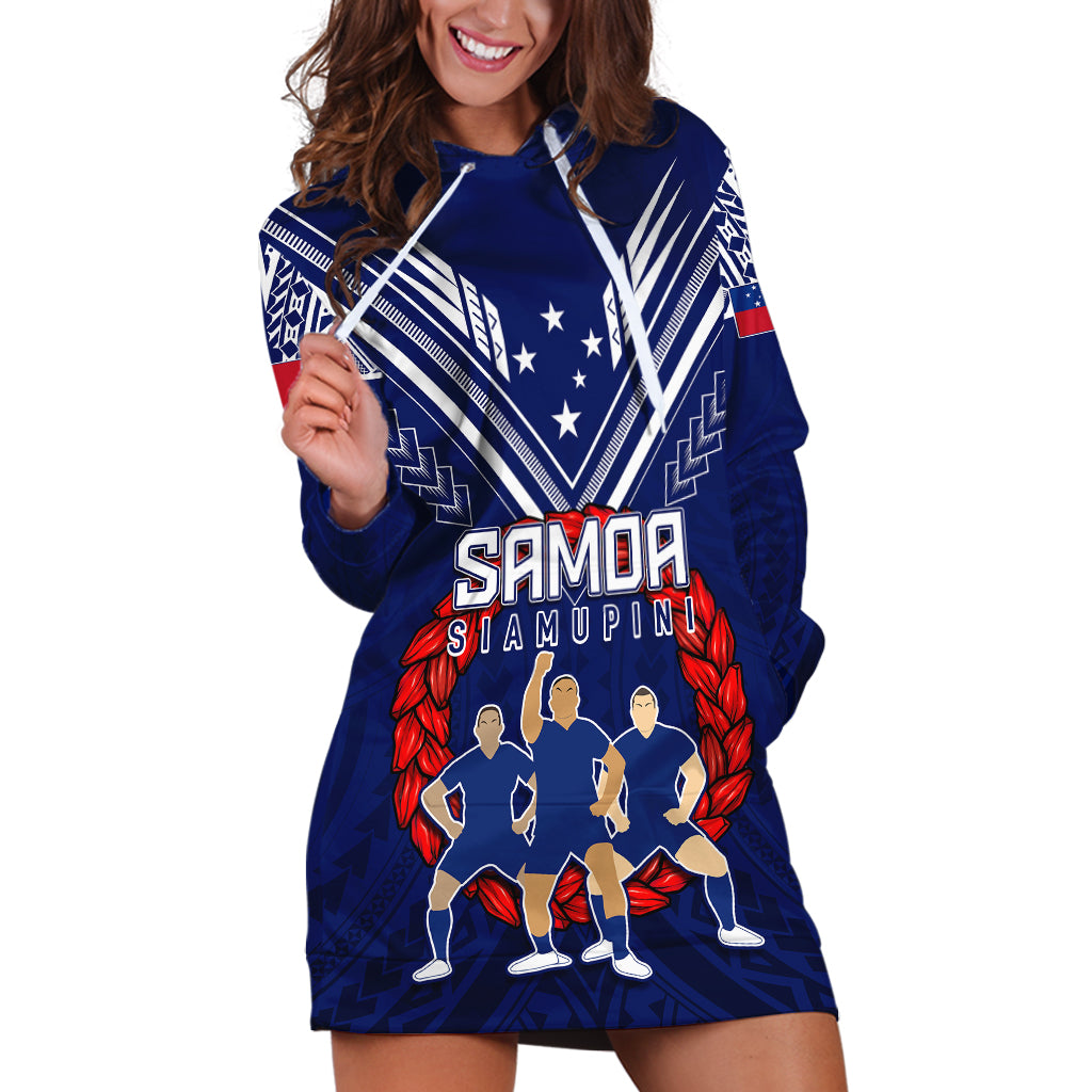 Personalised Samoa Rugby Hoodie Dress World Cup 2023 Siamupini Siva Tau - Wonder Print Shop