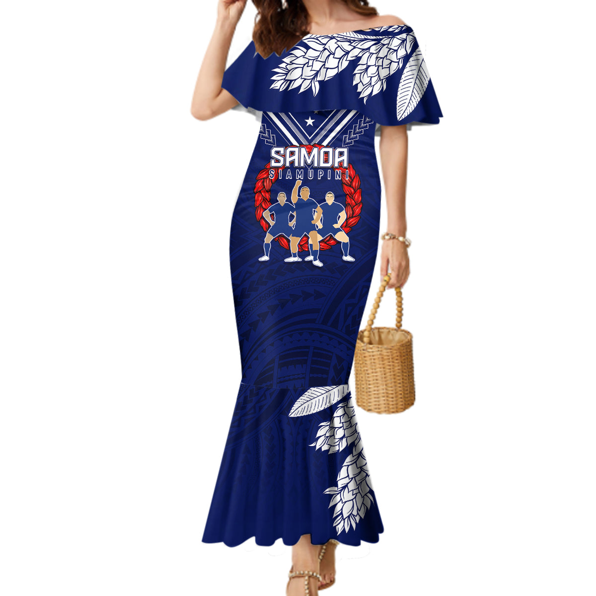 Personalised Samoa Rugby Mermaid Dress World Cup 2023 Siamupini Siva Tau - Wonder Print Shop