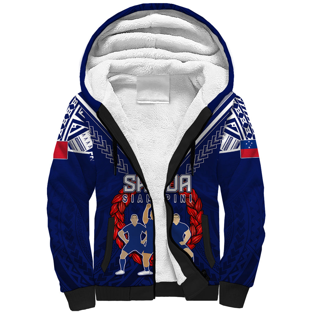 Personalised Samoa Rugby Sherpa Hoodie World Cup 2023 Siamupini Siva Tau - Wonder Print Shop