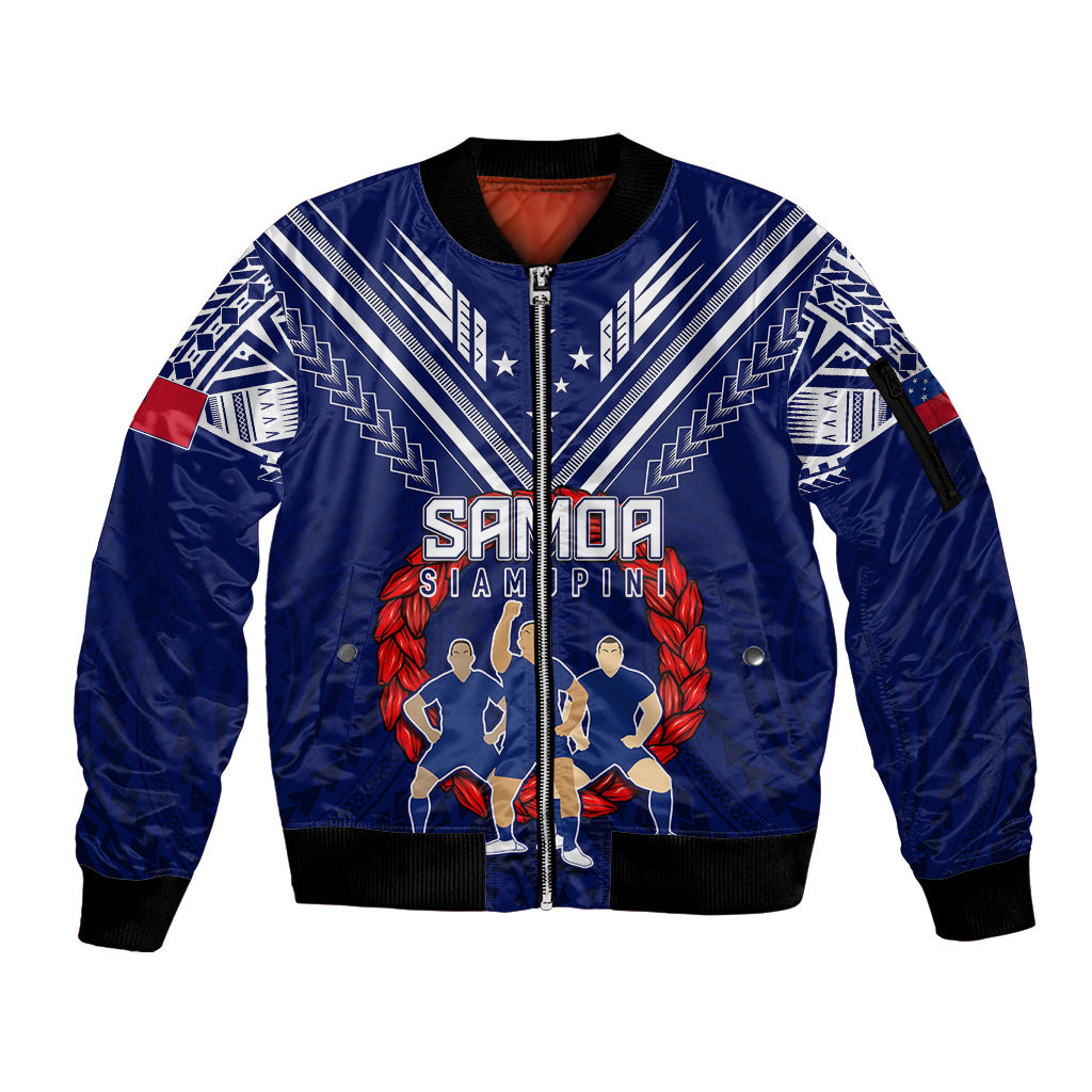 Personalised Samoa Rugby Sleeve Zip Bomber Jacket World Cup 2023 Siamupini Siva Tau - Wonder Print Shop