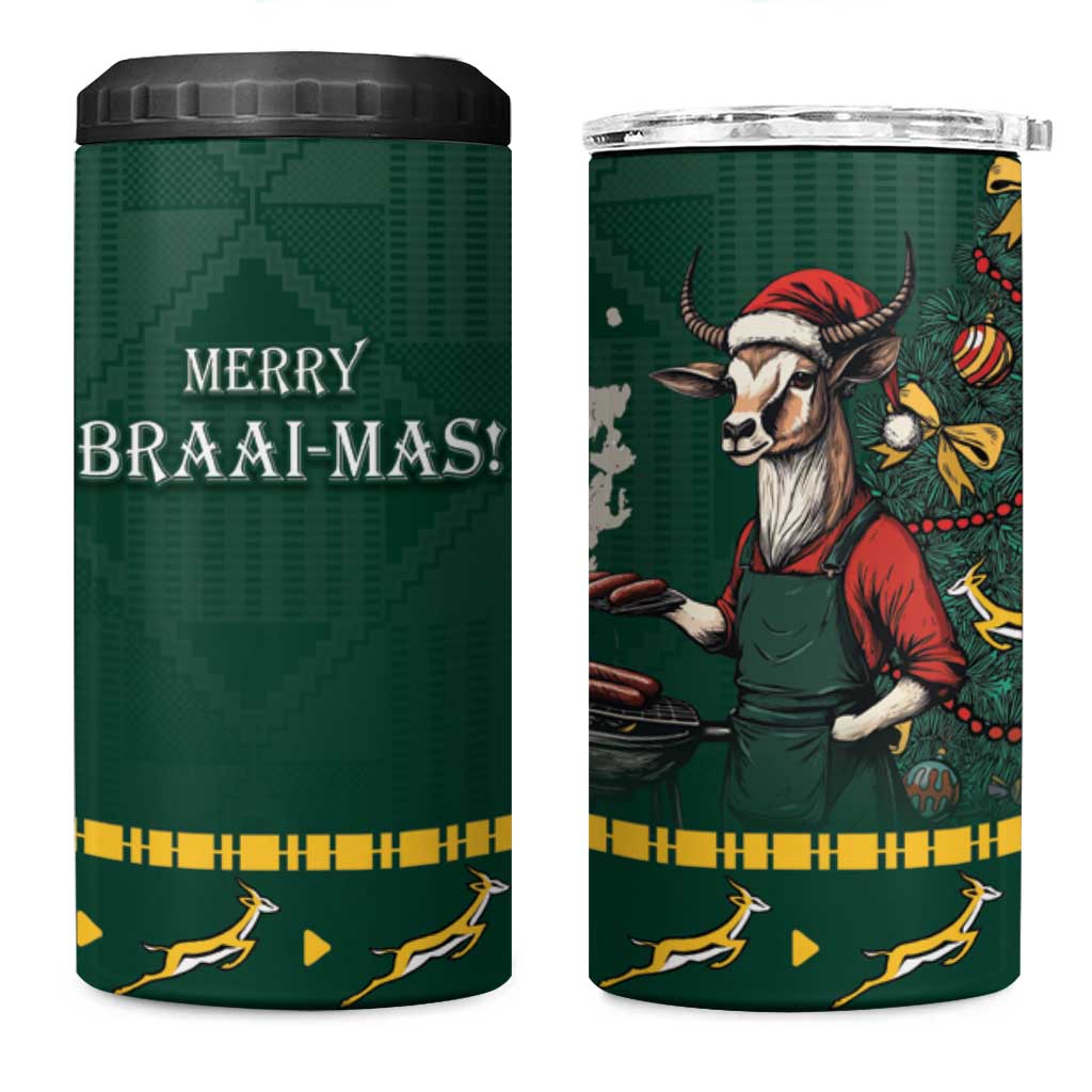 Personalised South Africa Christmas 4 in 1 Can Cooler Tumbler Bokke Merry Braai-mas LT7 - Wonder Print Shop