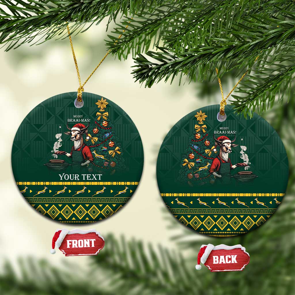 Personalised South Africa Christmas Ceramic Ornament Bokke Merry Braai-mas LT7 - Wonder Print Shop