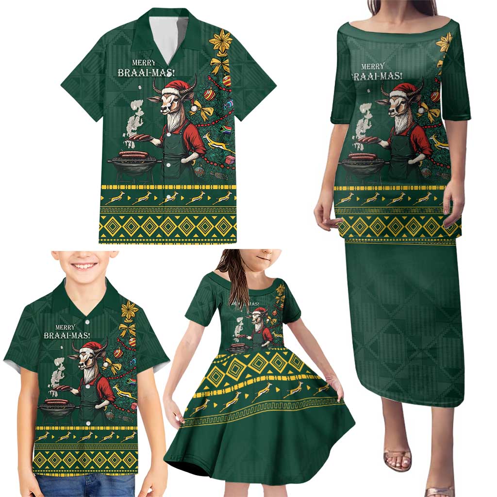 Personalised South Africa Christmas Family Matching Puletasi and Hawaiian Shirt Bokke Merry Braai-mas - Wonder Print Shop