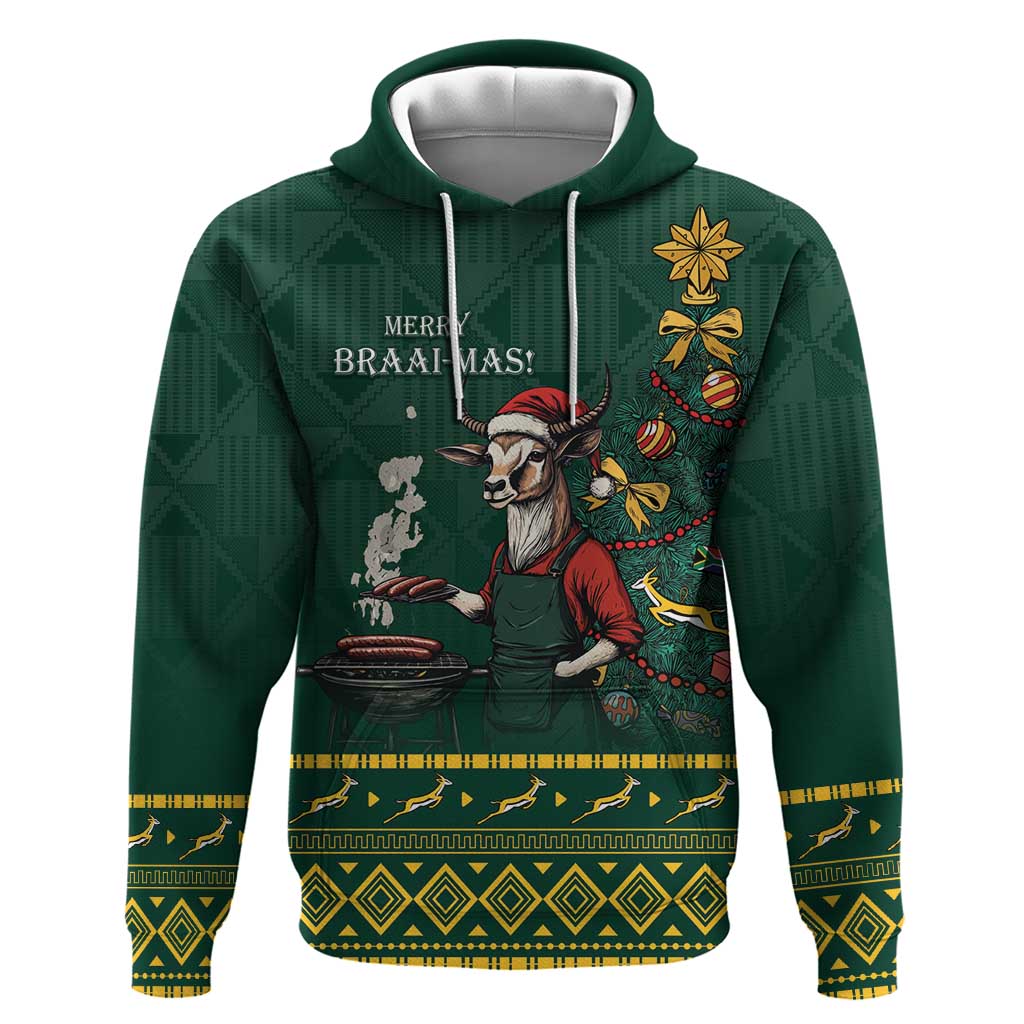 Personalised South Africa Christmas Hoodie Bokke Merry Braai-mas - Wonder Print Shop