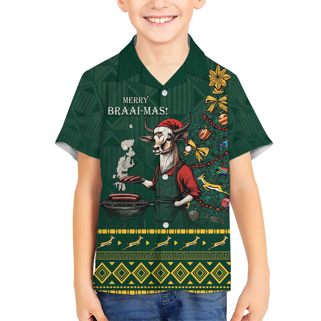 Personalised South Africa Christmas Kid Hawaiian Shirt Bokke Merry Braai-mas - Wonder Print Shop