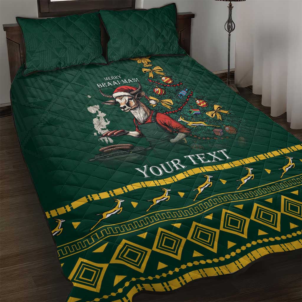 Personalised South Africa Christmas Quilt Bed Set Bokke Merry Braai-mas - Wonder Print Shop