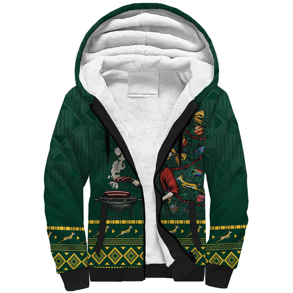 Personalised South Africa Christmas Sherpa Hoodie Bokke Merry Braai-mas - Wonder Print Shop