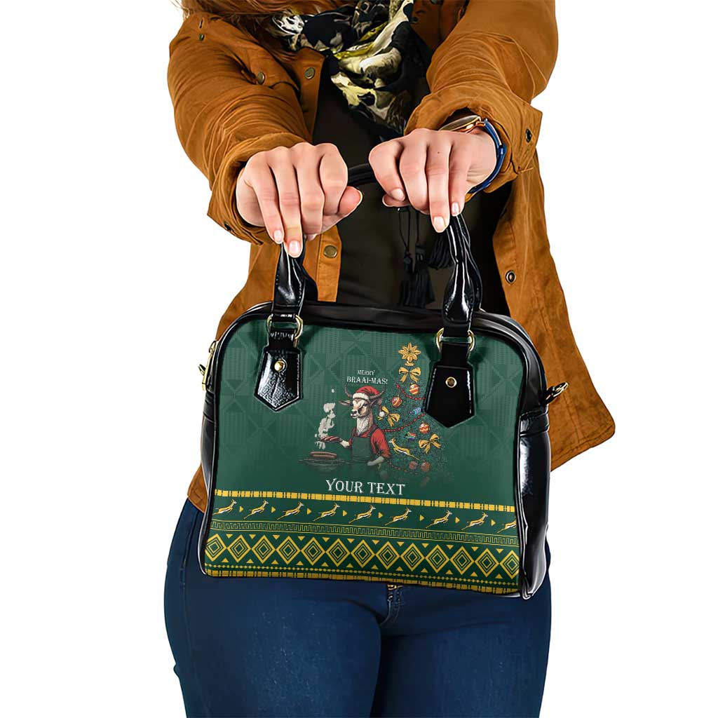 Personalised South Africa Christmas Shoulder Handbag Bokke Merry Braai-mas