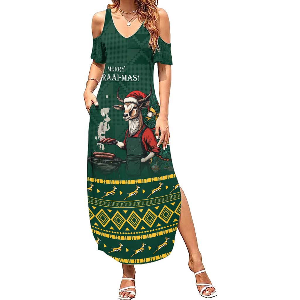 Personalised South Africa Christmas Summer Maxi Dress Bokke Merry Braai-mas - Wonder Print Shop