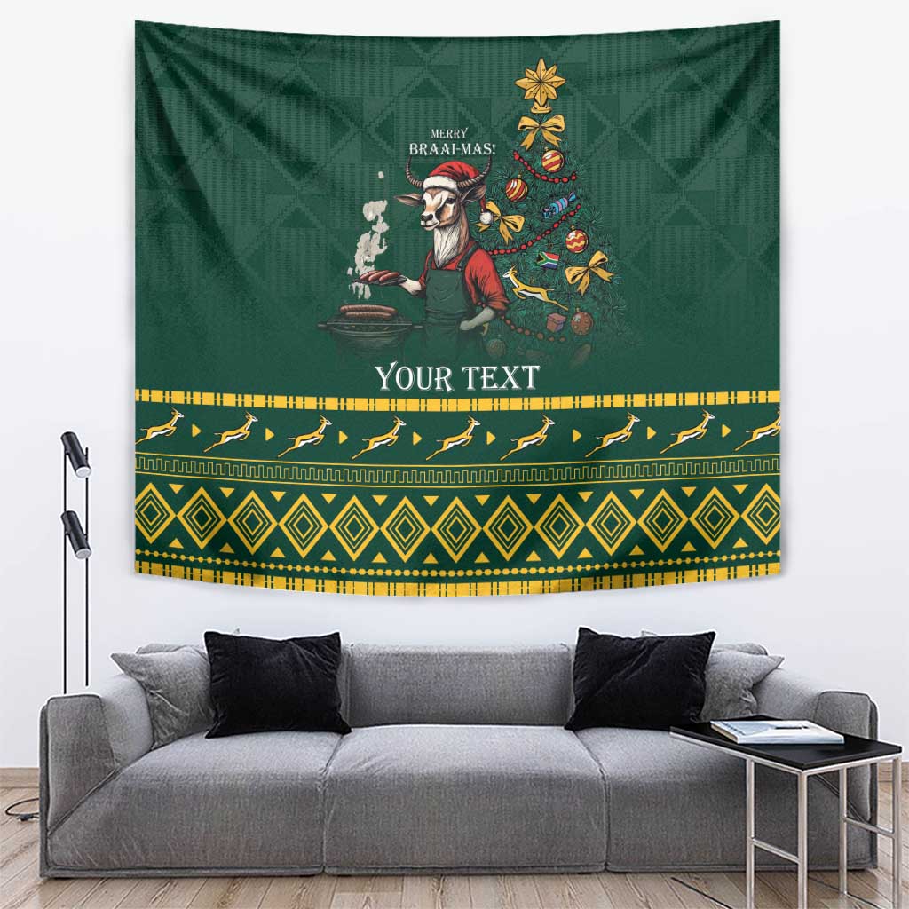 Personalised South Africa Christmas Tapestry Bokke Merry Braai-mas