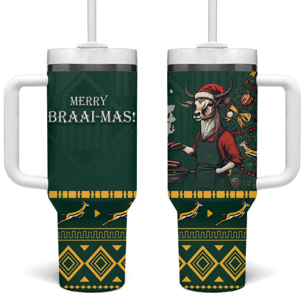 Personalised South Africa Christmas Tumbler With Handle Bokke Merry Braai-mas