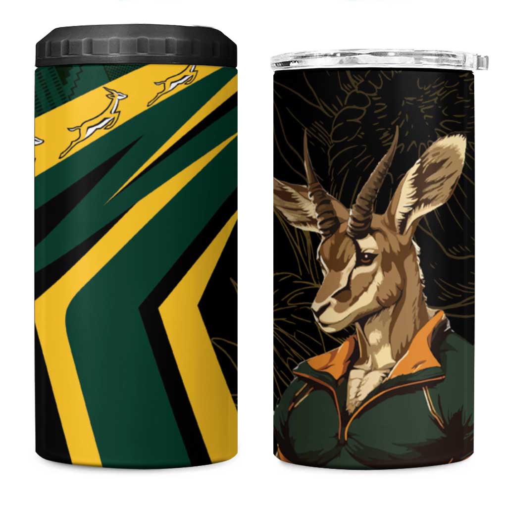 South Africa 4 in 1 Can Cooler Tumbler Springbok Mascot Dynamic LT7 - Wonder Print Shop