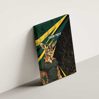 Springbok mascot canvas wall art with “Your text” and green, yellow and dark color blocks