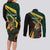 South Africa Personalised Couples Matching Long Sleeve Bodycon Dress and Long Sleeve Button Shirt Springbok Mascot Dynamic LT7 - Wonder Print Shop