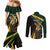 South Africa Personalised Couples Matching Mermaid Dress and Long Sleeve Button Shirt Springbok Mascot Dynamic