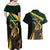 South Africa Personalised Couples Matching Off Shoulder Maxi Dress and Hawaiian Shirt Springbok Mascot Dynamic LT7 - Wonder Print Shop