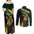 South Africa Personalised Couples Matching Off Shoulder Maxi Dress and Long Sleeve Button Shirt Springbok Mascot Dynamic LT7 - Wonder Print Shop