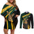 South Africa Personalised Couples Matching Off Shoulder Short Dress and Long Sleeve Button Shirt Springbok Mascot Dynamic LT7 - Wonder Print Shop