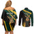 South Africa Personalised Couples Matching Off Shoulder Short Dress and Long Sleeve Button Shirt Springbok Mascot Dynamic LT7 - Wonder Print Shop