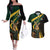 South Africa Personalised Couples Matching Off The Shoulder Long Sleeve Dress and Hawaiian Shirt Springbok Mascot Dynamic LT7 - Wonder Print Shop