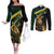 South Africa Personalised Couples Matching Off The Shoulder Long Sleeve Dress and Long Sleeve Button Shirt Springbok Mascot Dynamic