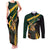 South Africa Personalised Couples Matching Tank Maxi Dress and Long Sleeve Button Shirt Springbok Mascot Dynamic LT7 - Wonder Print Shop