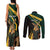 South Africa Personalised Couples Matching Tank Maxi Dress and Long Sleeve Button Shirt Springbok Mascot Dynamic LT7 - Wonder Print Shop