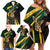 South Africa Personalised Family Matching Off Shoulder Short Dress and Hawaiian Shirt Springbok Mascot Dynamic LT7 - Wonder Print Shop