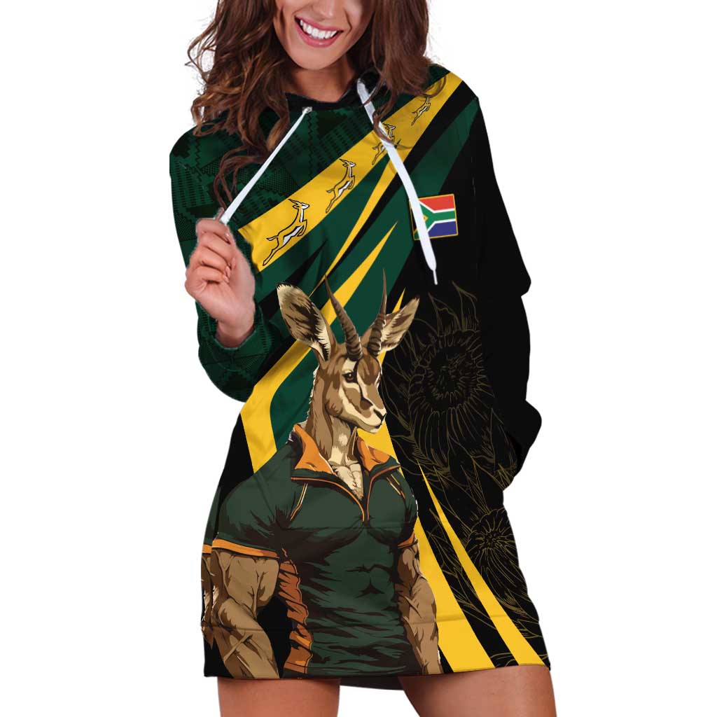 South Africa Personalised Hoodie Dress Springbok Mascot Dynamic