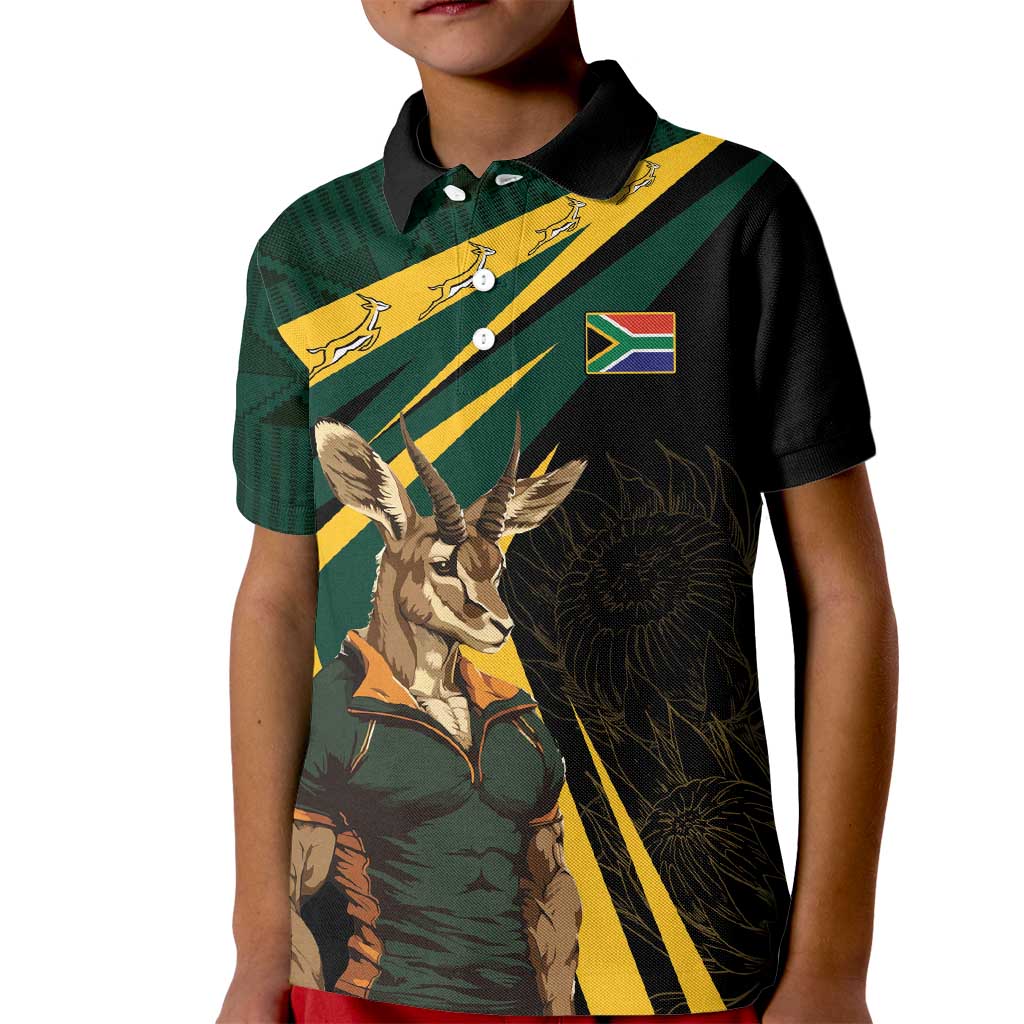 South Africa Personalised Kid Polo Shirt Springbok Mascot Dynamic - Wonder Print Shop